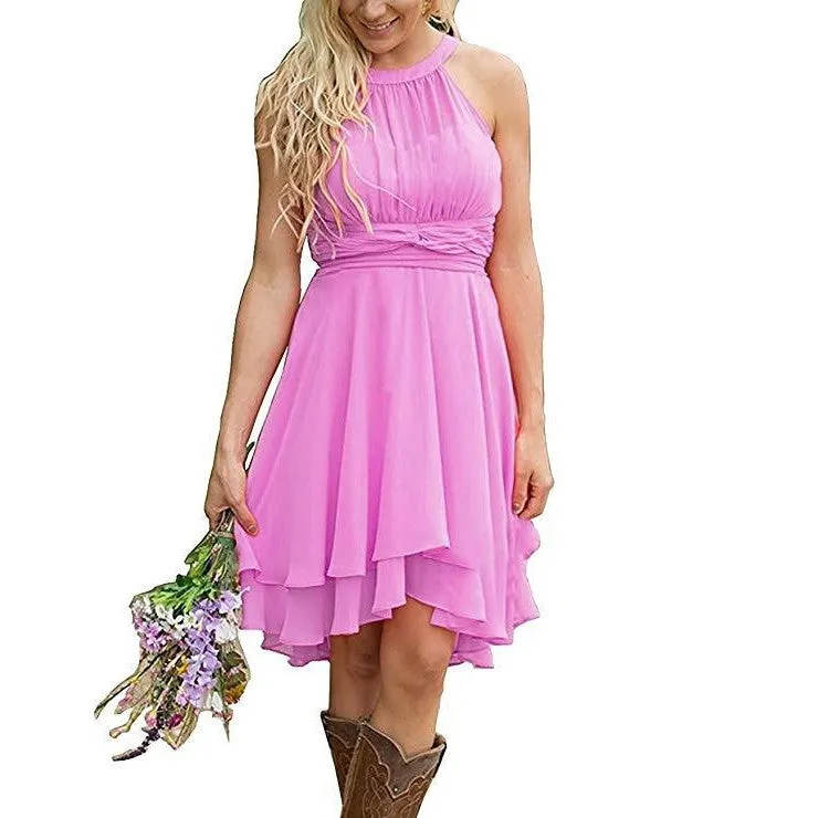 Women's Knee Length Country Bridesmaid Dress Western Wedding Guest Dress