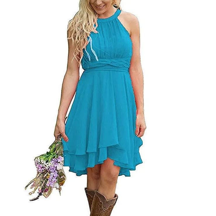 Women's Knee Length Country Bridesmaid Dress Western Wedding Guest Dress