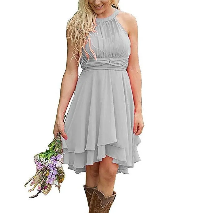 Women's Knee Length Country Bridesmaid Dress Western Wedding Guest Dress