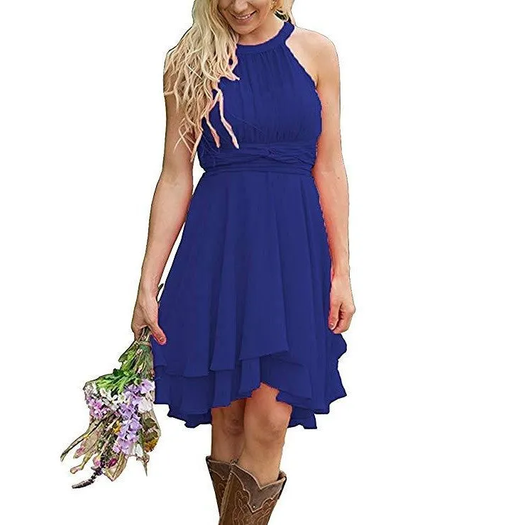 Women's Knee Length Country Bridesmaid Dress Western Wedding Guest Dress