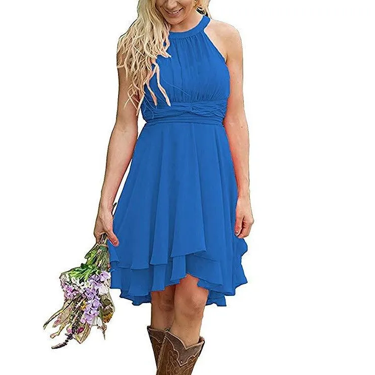 Women's Knee Length Country Bridesmaid Dress Western Wedding Guest Dress