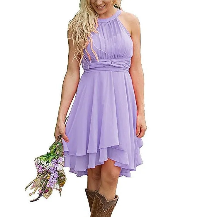 Women's Knee Length Country Bridesmaid Dress Western Wedding Guest Dress