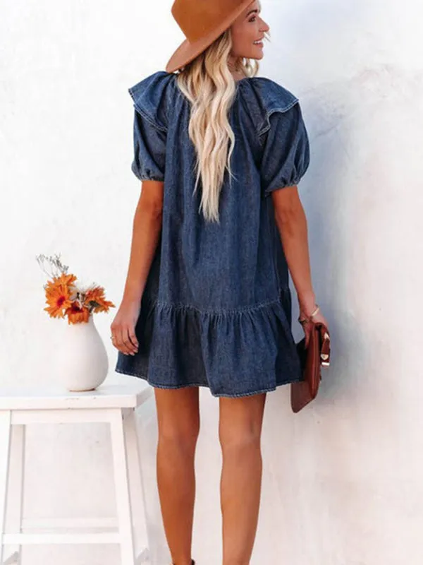 Women's loose casual ruffle short dress