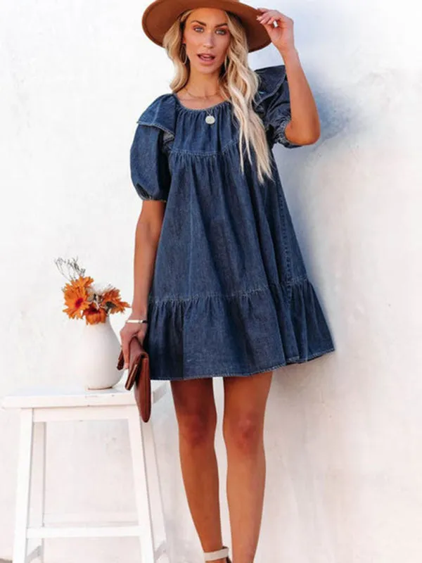 Women's loose casual ruffle short dress