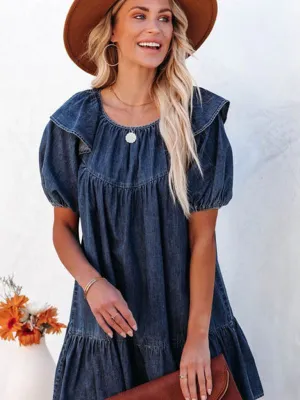 Women's loose casual ruffle short dress