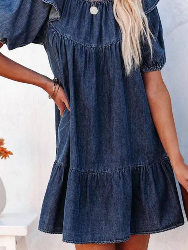 Women's loose casual ruffle short dress