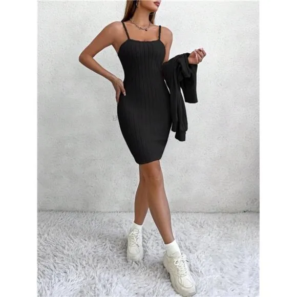 Women'S Solid Color Ribbed Knit Two-Piece Set