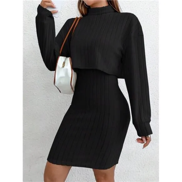 Women'S Solid Color Ribbed Knit Two-Piece Set