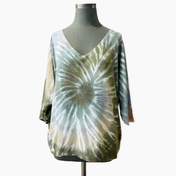 Women's Sweater GIGI MODA Floral Tie Dye Sweater Knit Sweater Kaftan Style Top