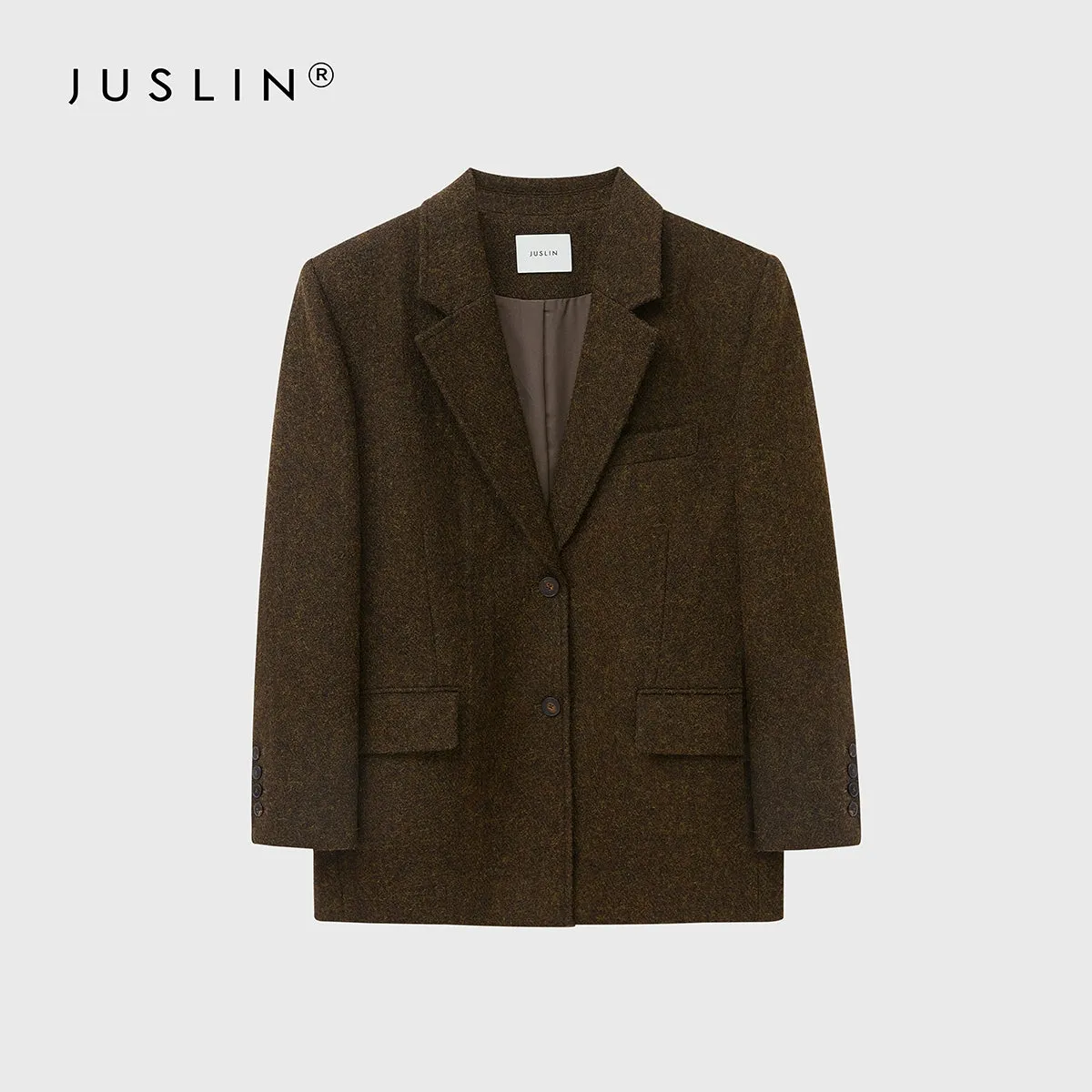 Wool Tweed Notched-Lapel Blazer
