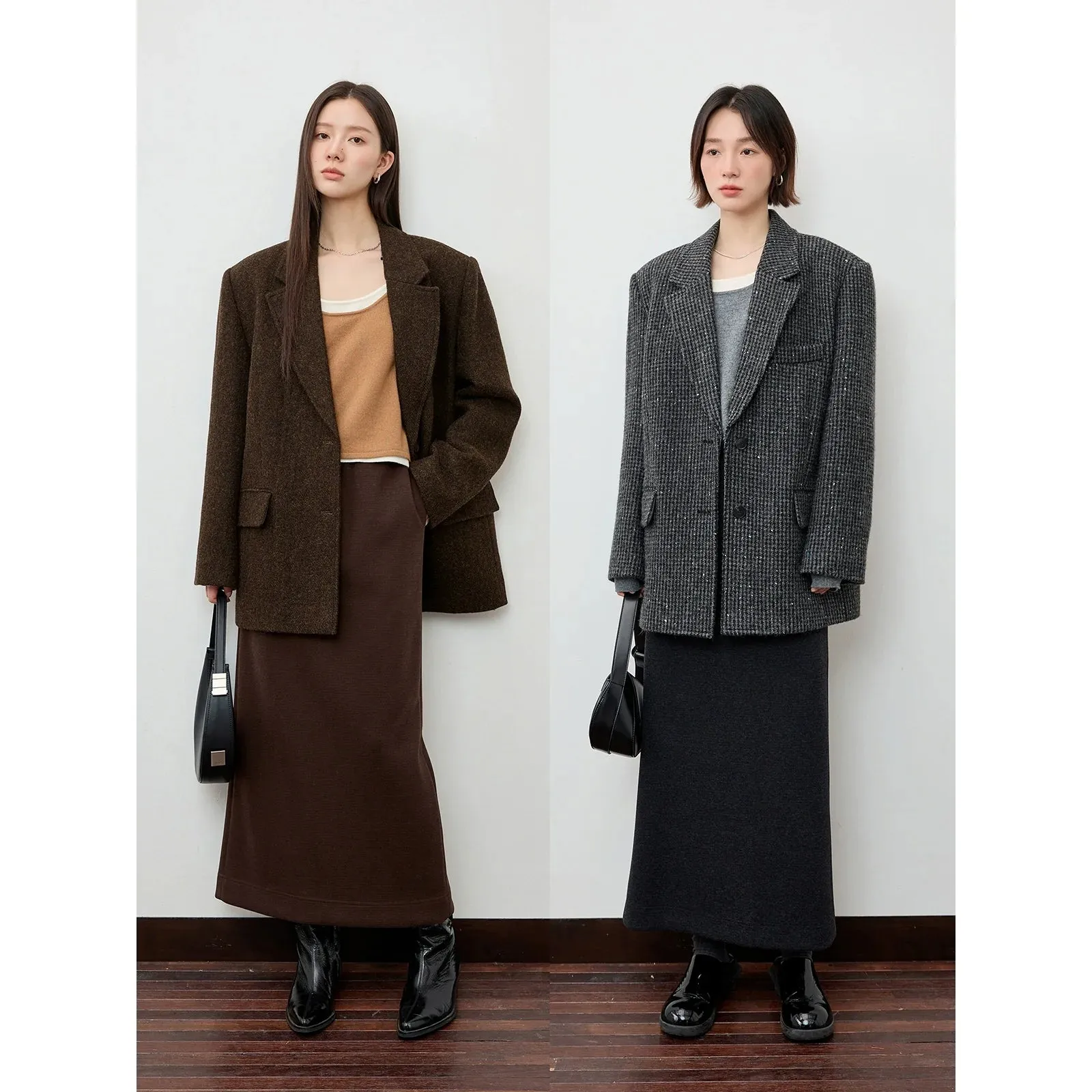 Wool Tweed Notched-Lapel Blazer