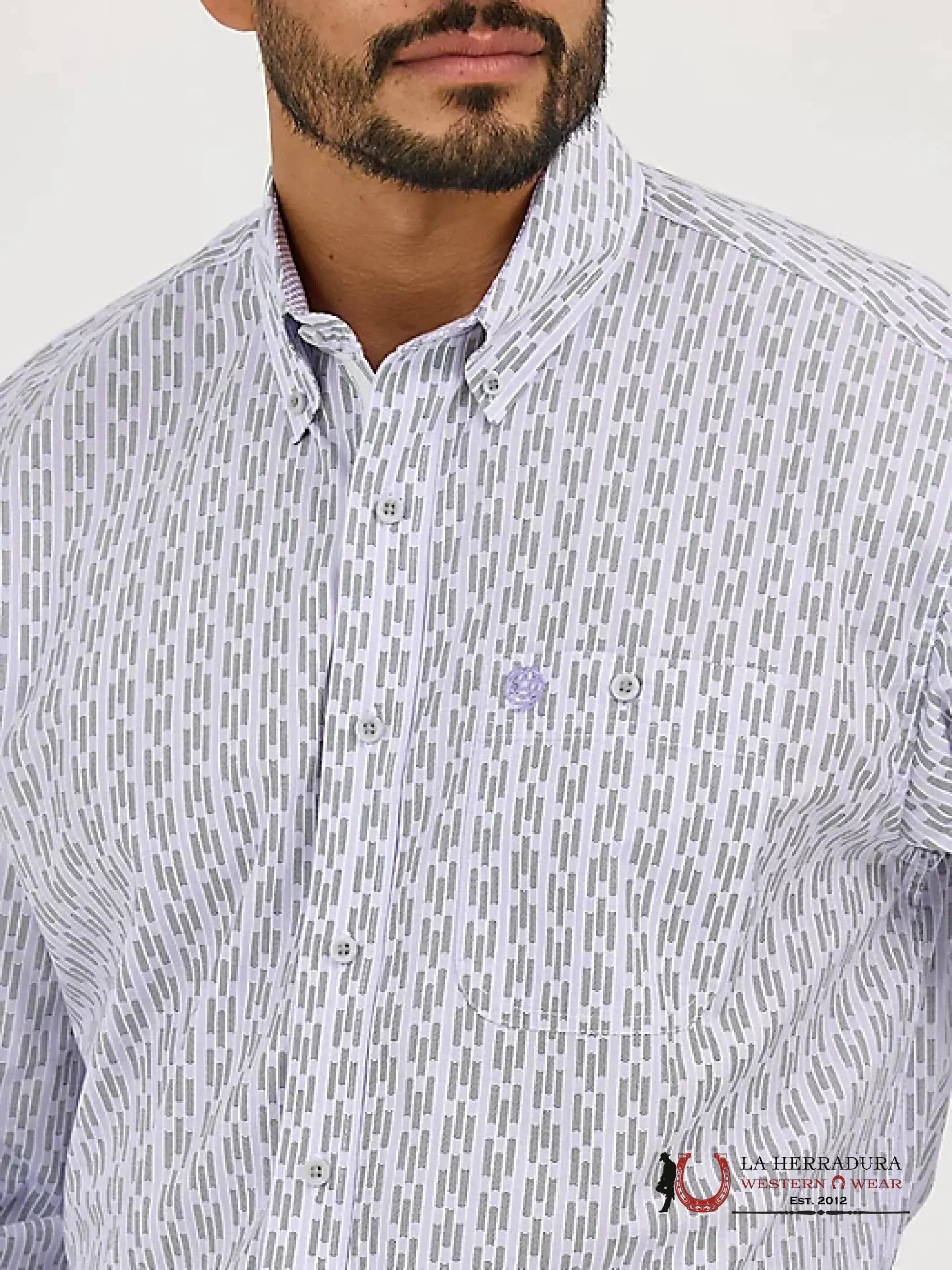 WRANGLER GEORGE STRAIT LONG SLEEVE BUTTON DOWN ONE POCKET SHIRT VIOLET FIT - 5400