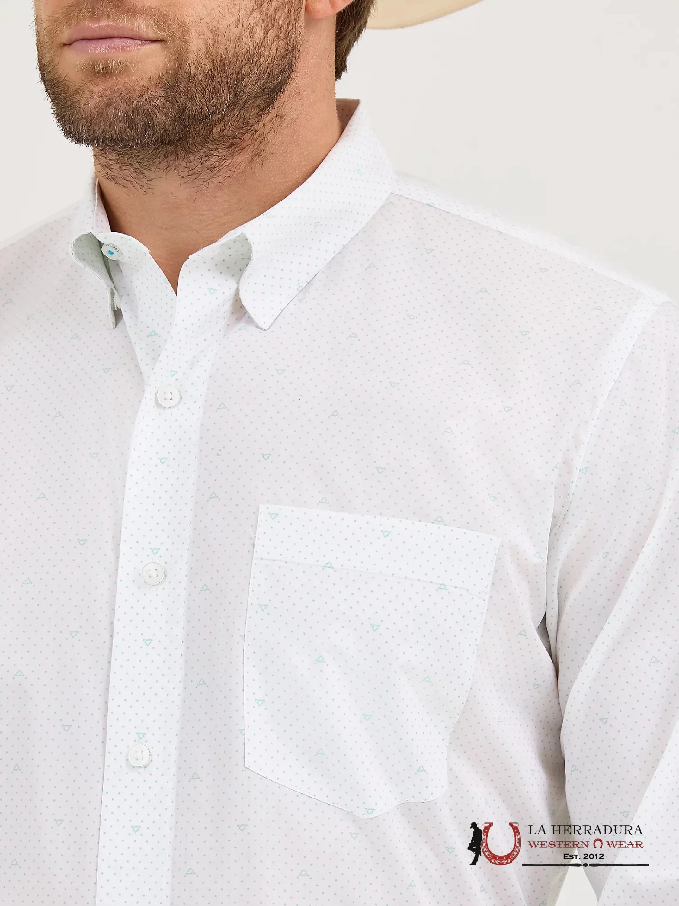 Wrangler Men Ceramic White Dot Long Sleeve Shirt - 5607
