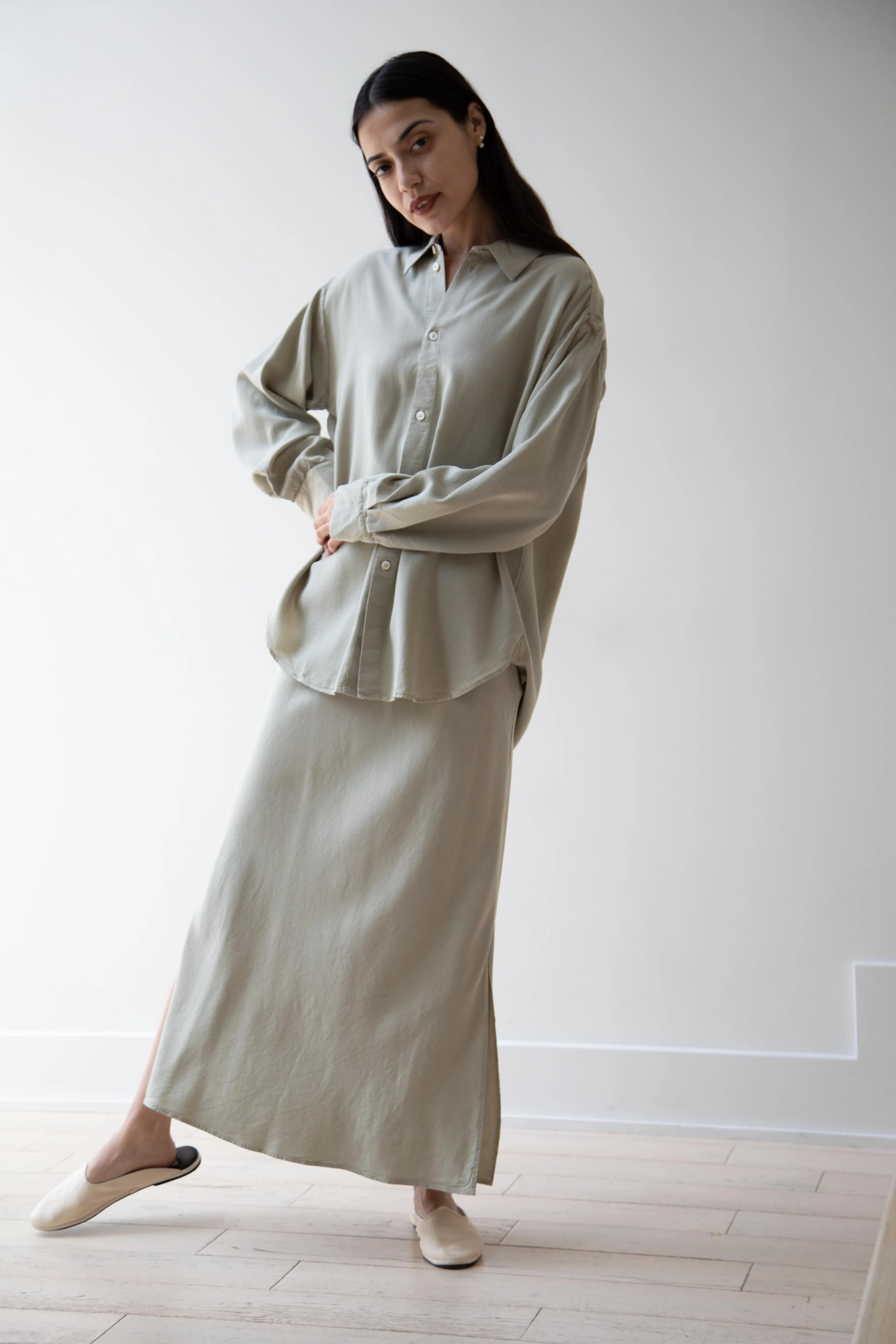 Wright & Doyle | Bias Skirt in Linden Green
