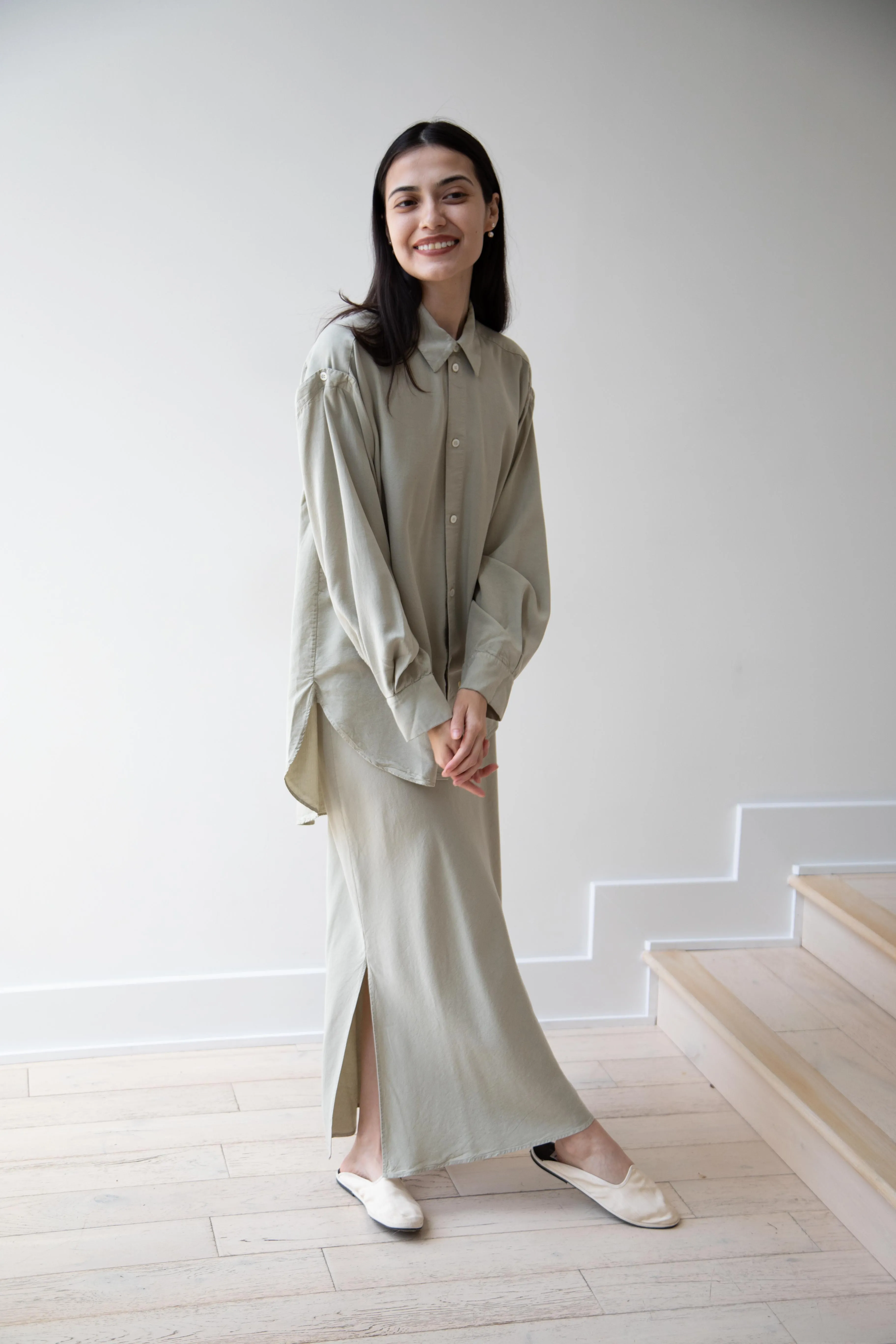 Wright & Doyle | Bias Skirt in Linden Green