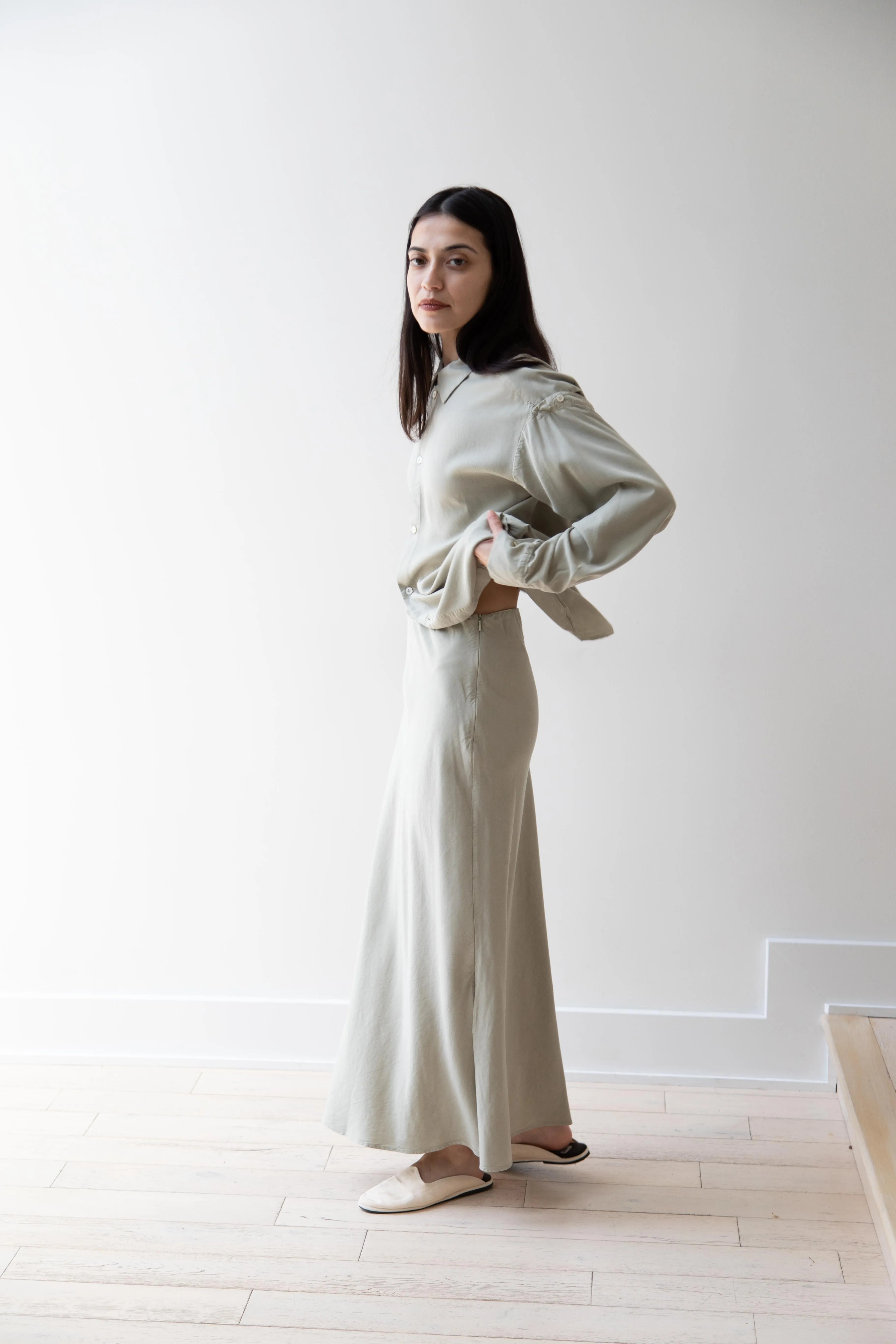 Wright & Doyle | Bias Skirt in Linden Green