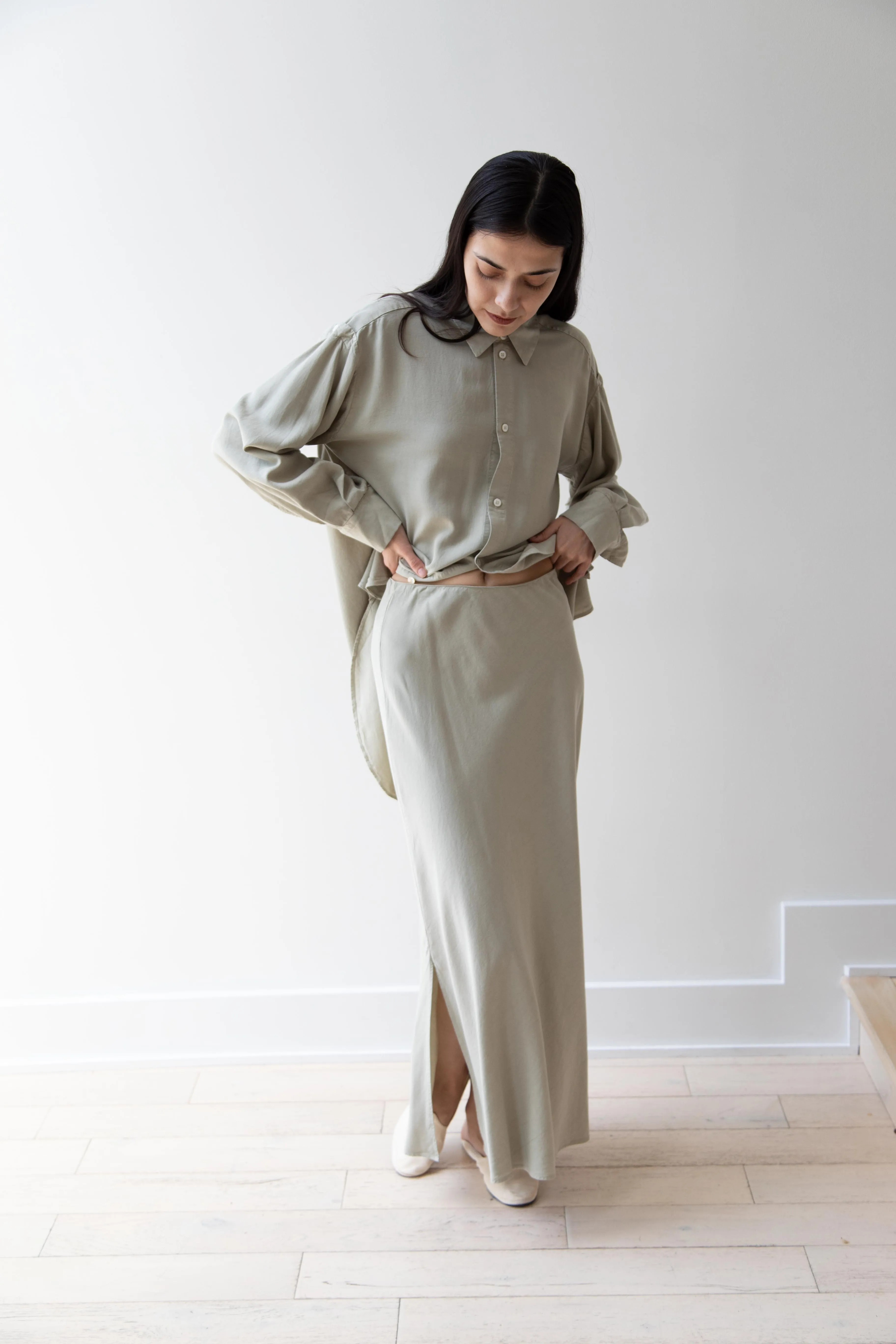 Wright & Doyle | Bias Skirt in Linden Green