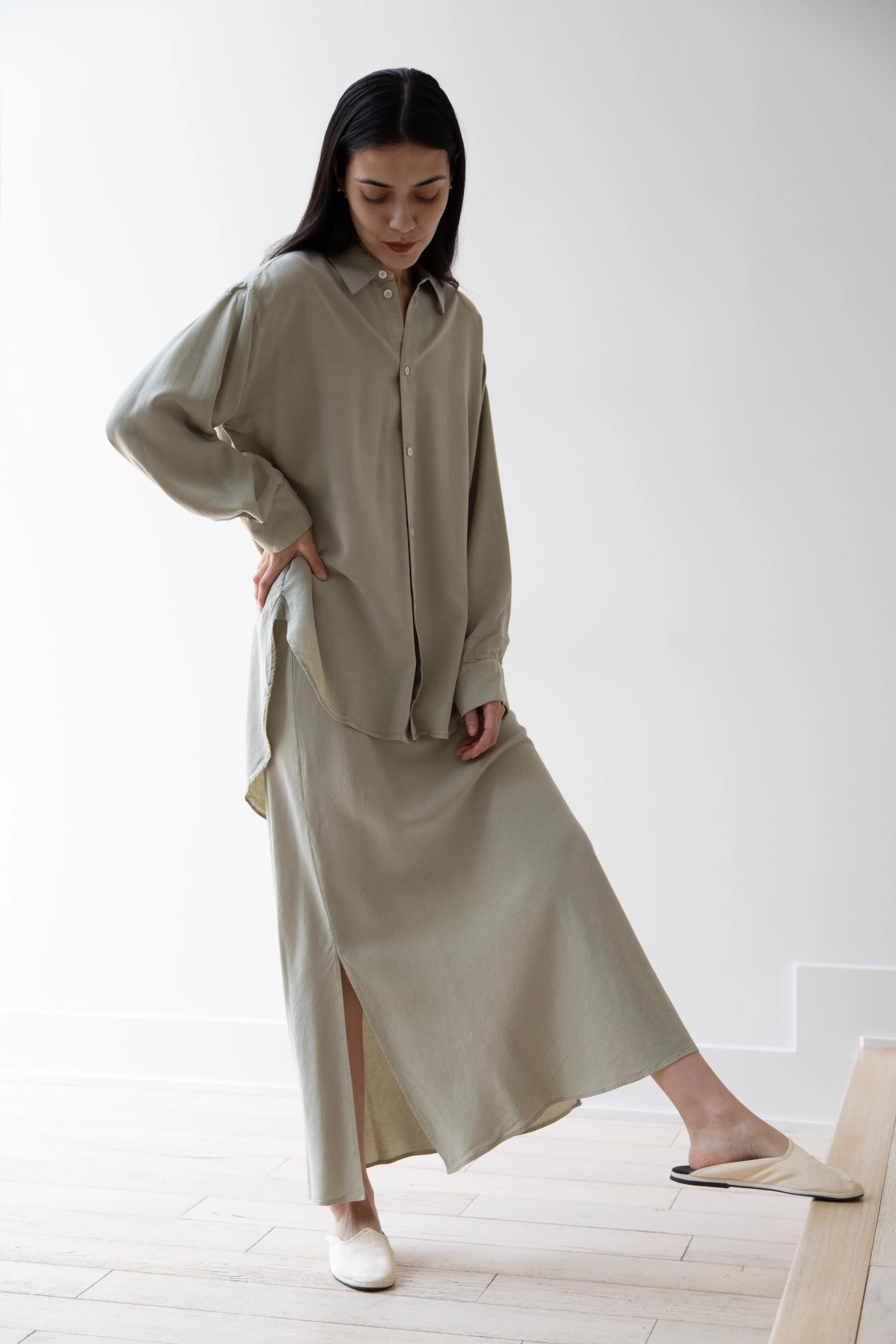 Wright & Doyle | Bias Skirt in Linden Green
