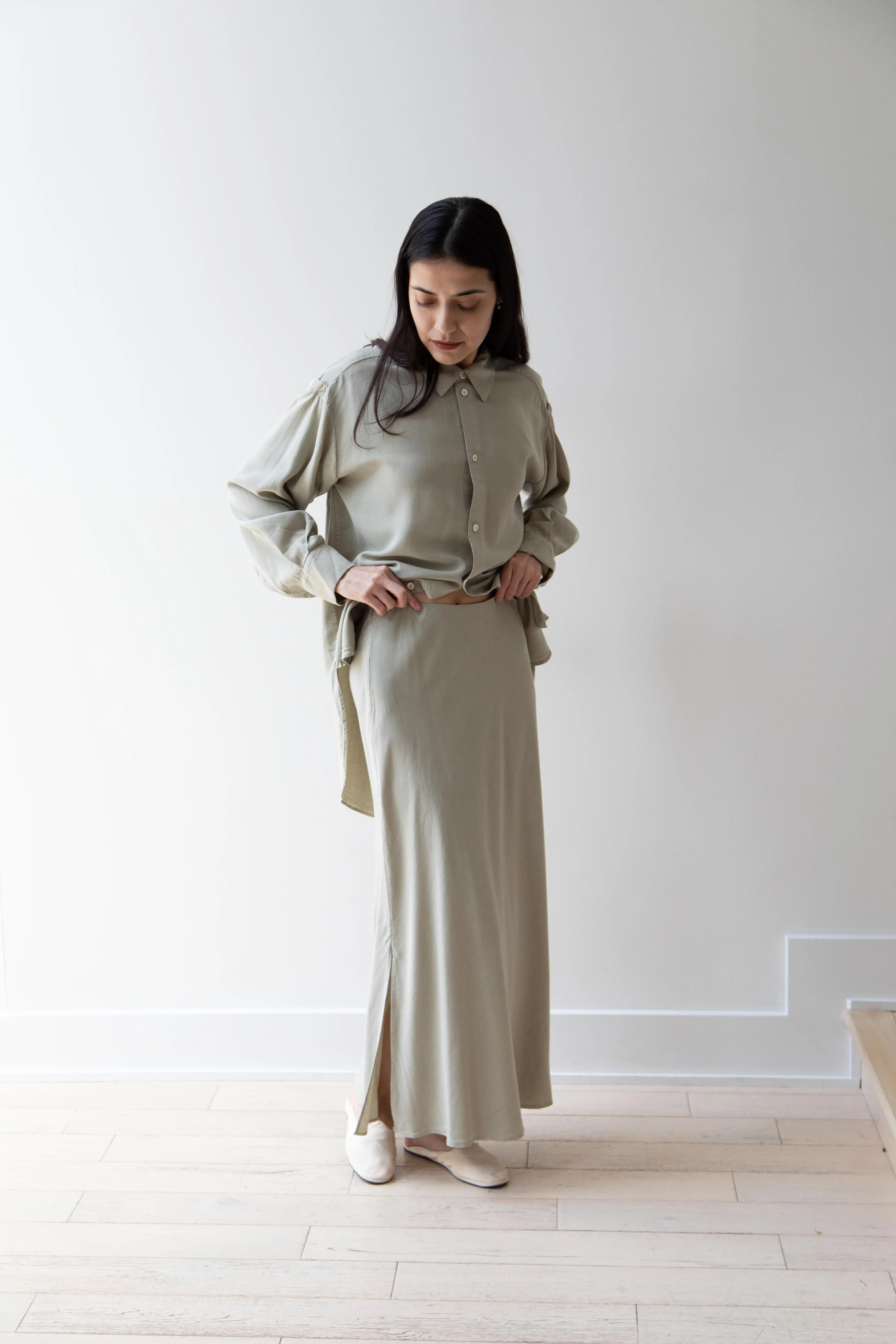 Wright & Doyle | Bias Skirt in Linden Green