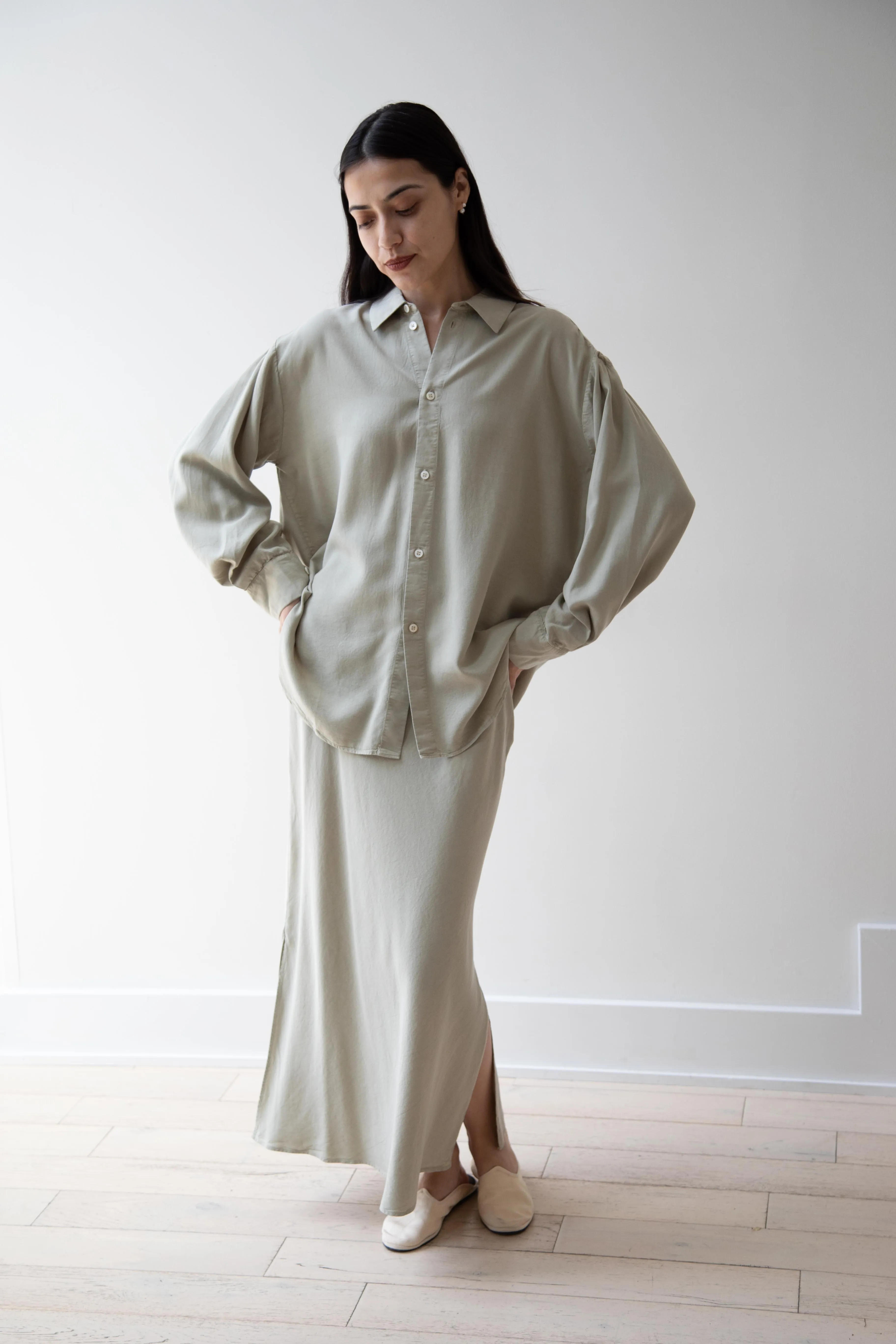 Wright & Doyle | Bias Skirt in Linden Green