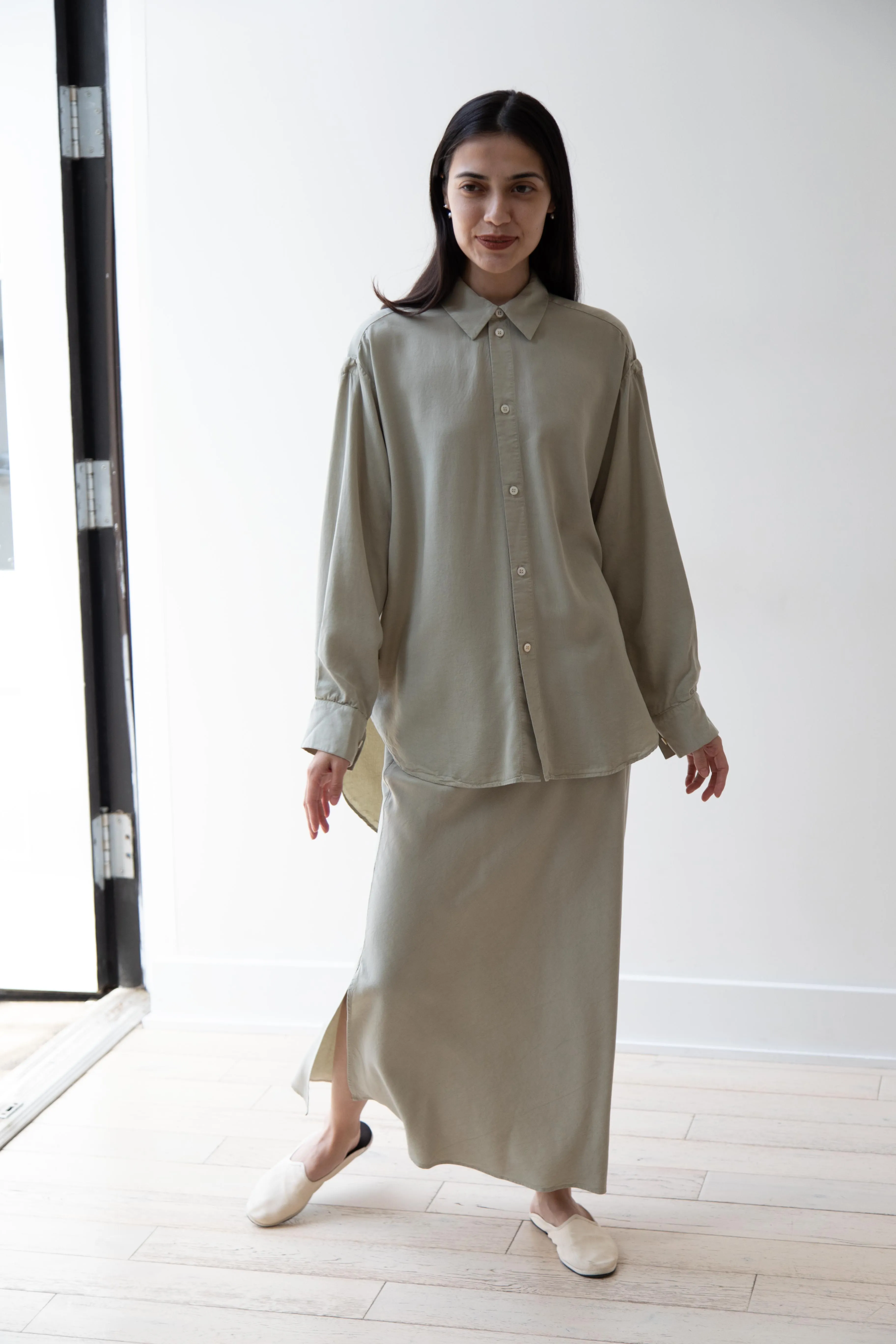 Wright & Doyle | Bias Skirt in Linden Green