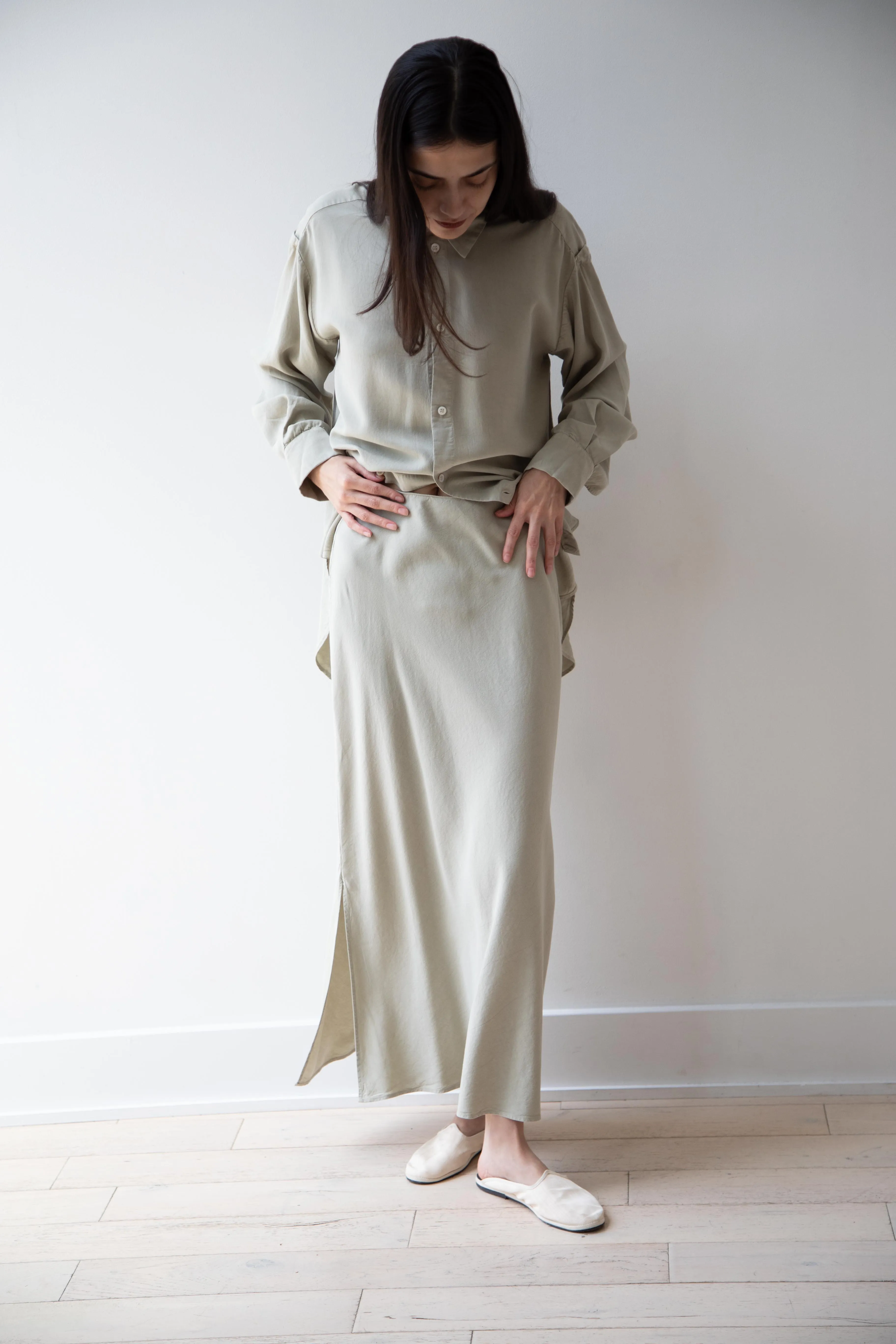 Wright & Doyle | Bias Skirt in Linden Green