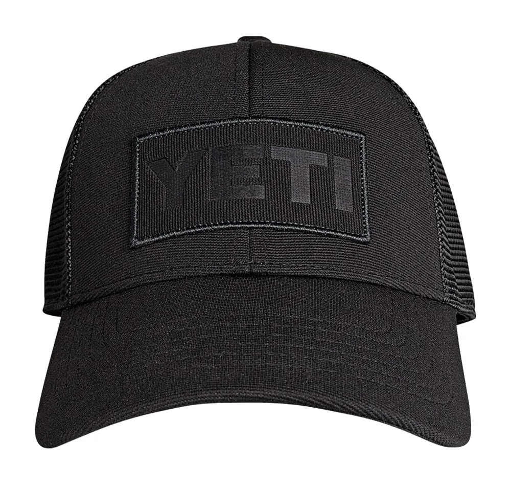 Yeti Black On Black Patch Trucker Hat