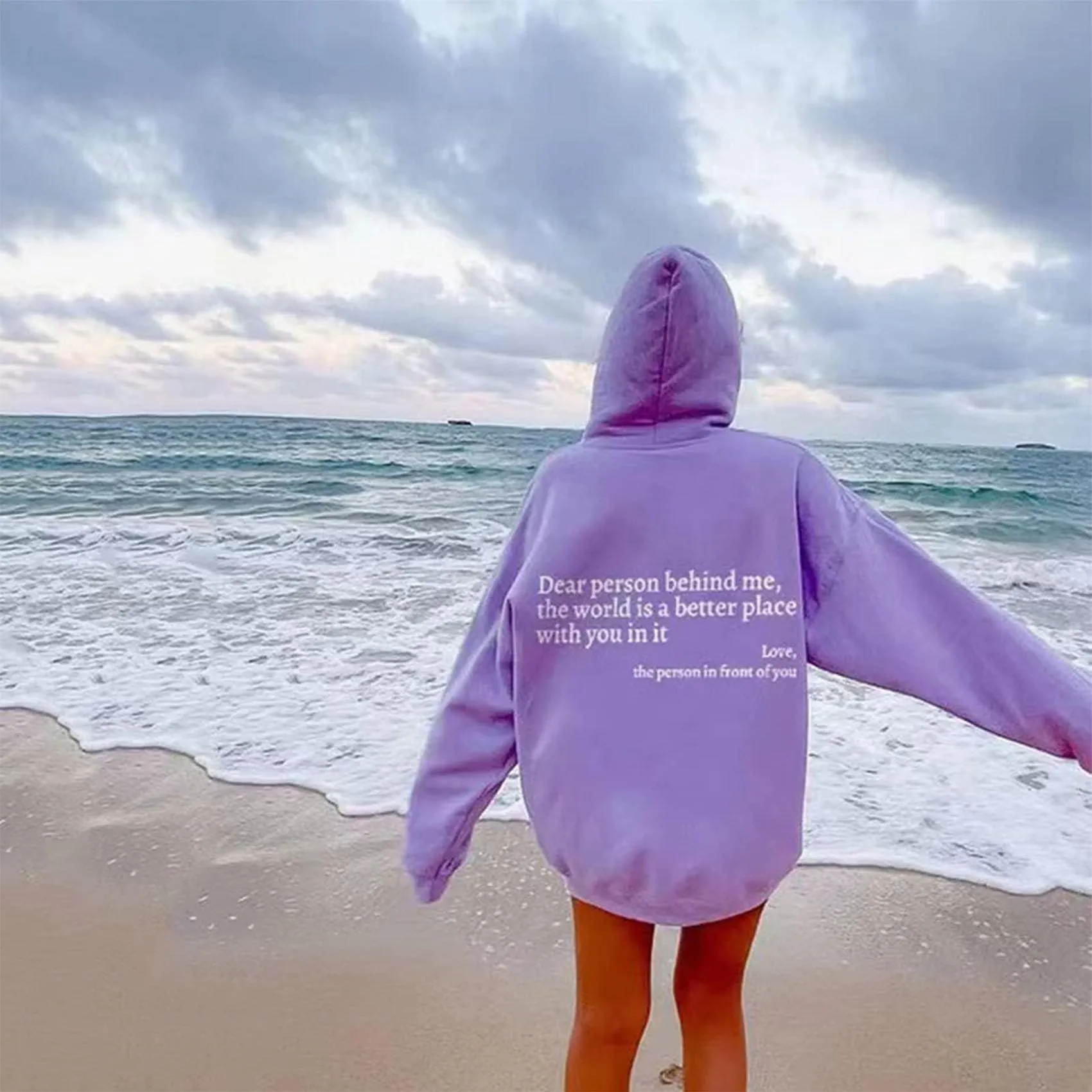 You are Enough Hoodie, Dear Person Behind Me Hoodie for Women Sweatshirts Casual Letter Print Sleeve Pullover Gift (Beige,2XL)