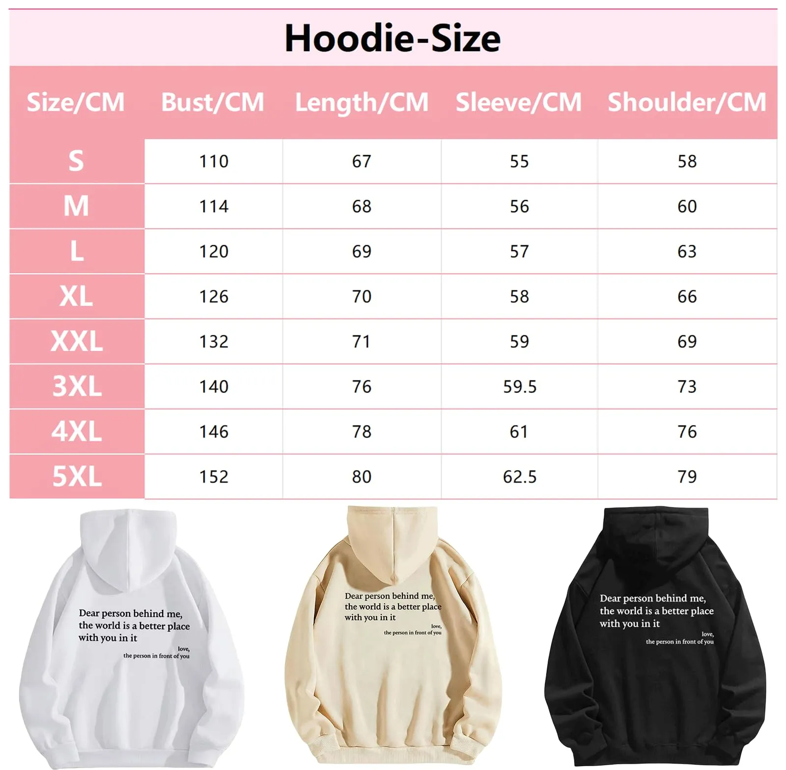 You are Enough Hoodie, Dear Person Behind Me Hoodie for Women Sweatshirts Casual Letter Print Sleeve Pullover Gift (Beige,2XL)
