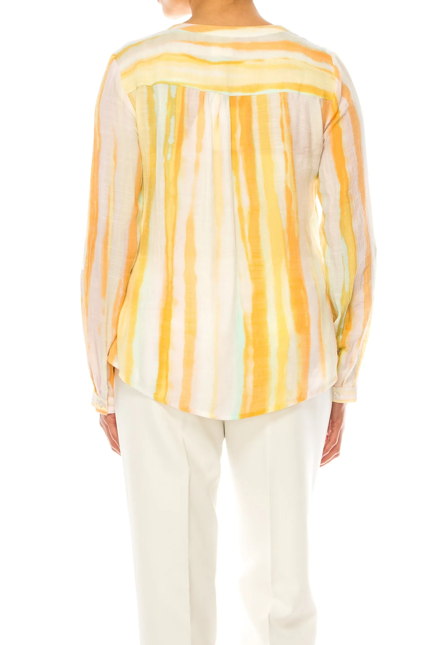 Zac & Rachel Printed 3/4 Sleeve Button Down Top
