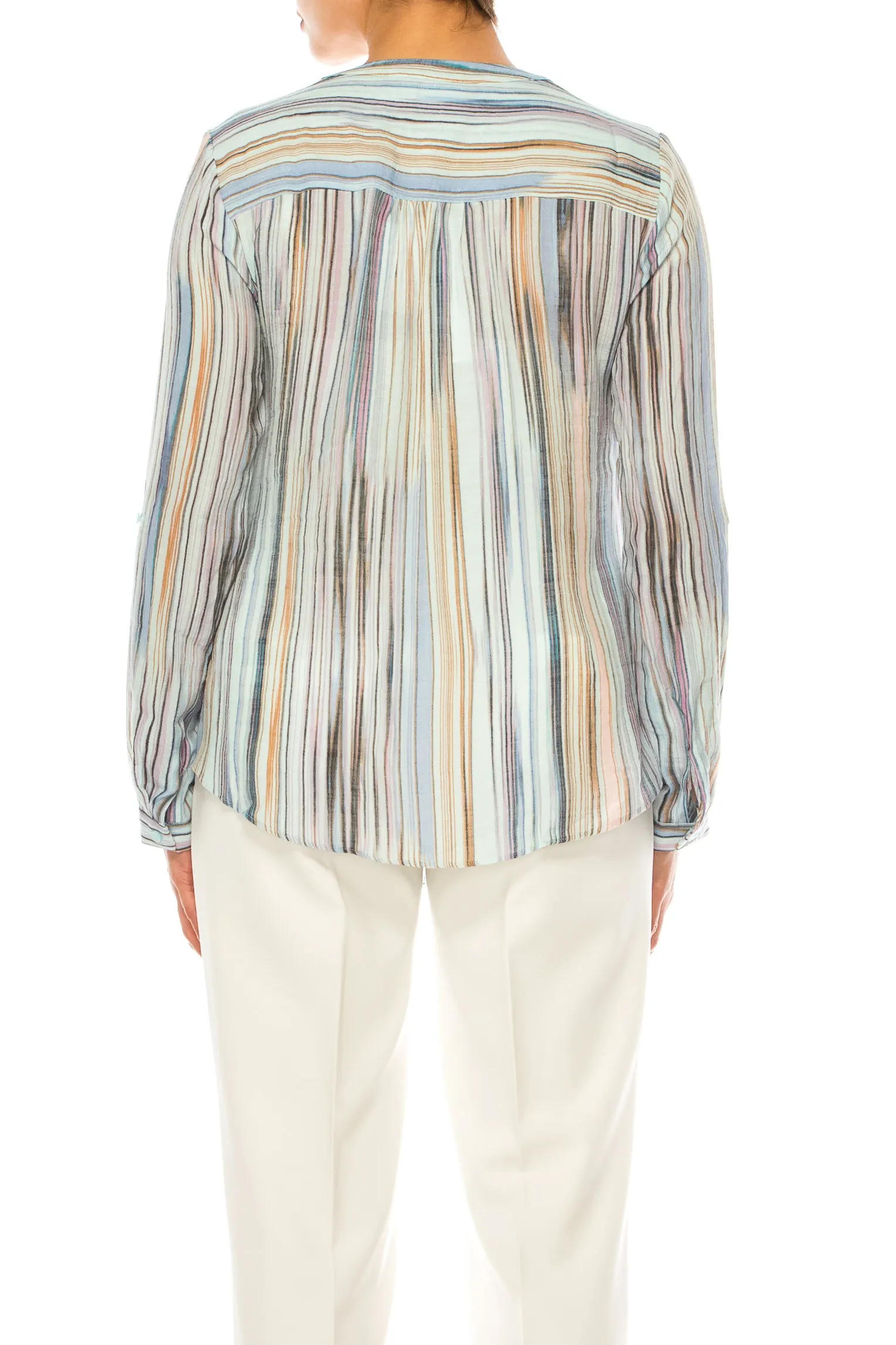 Zac & Rachel Printed 3/4 Sleeve Button Down Top