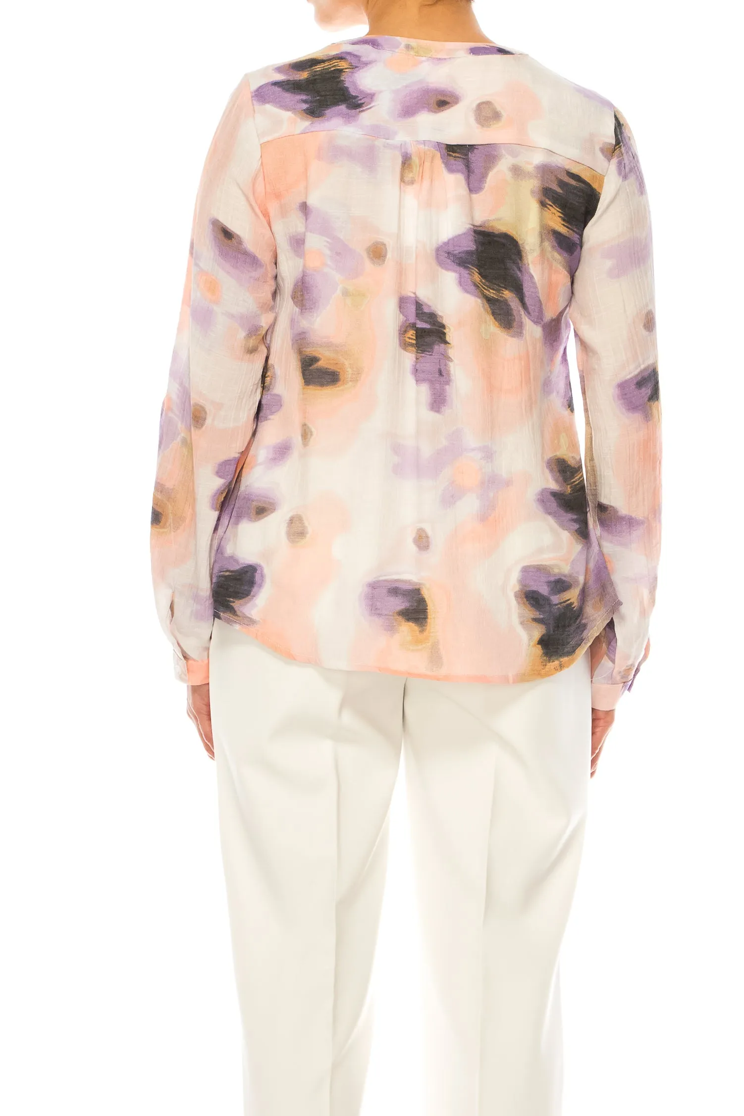 Zac & Rachel Printed 3/4 Sleeve Button Down Top