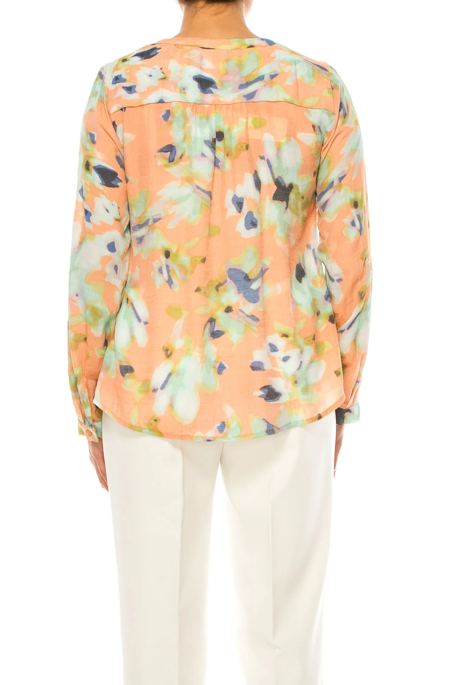 Zac & Rachel Printed 3/4 Sleeve Button Down Top