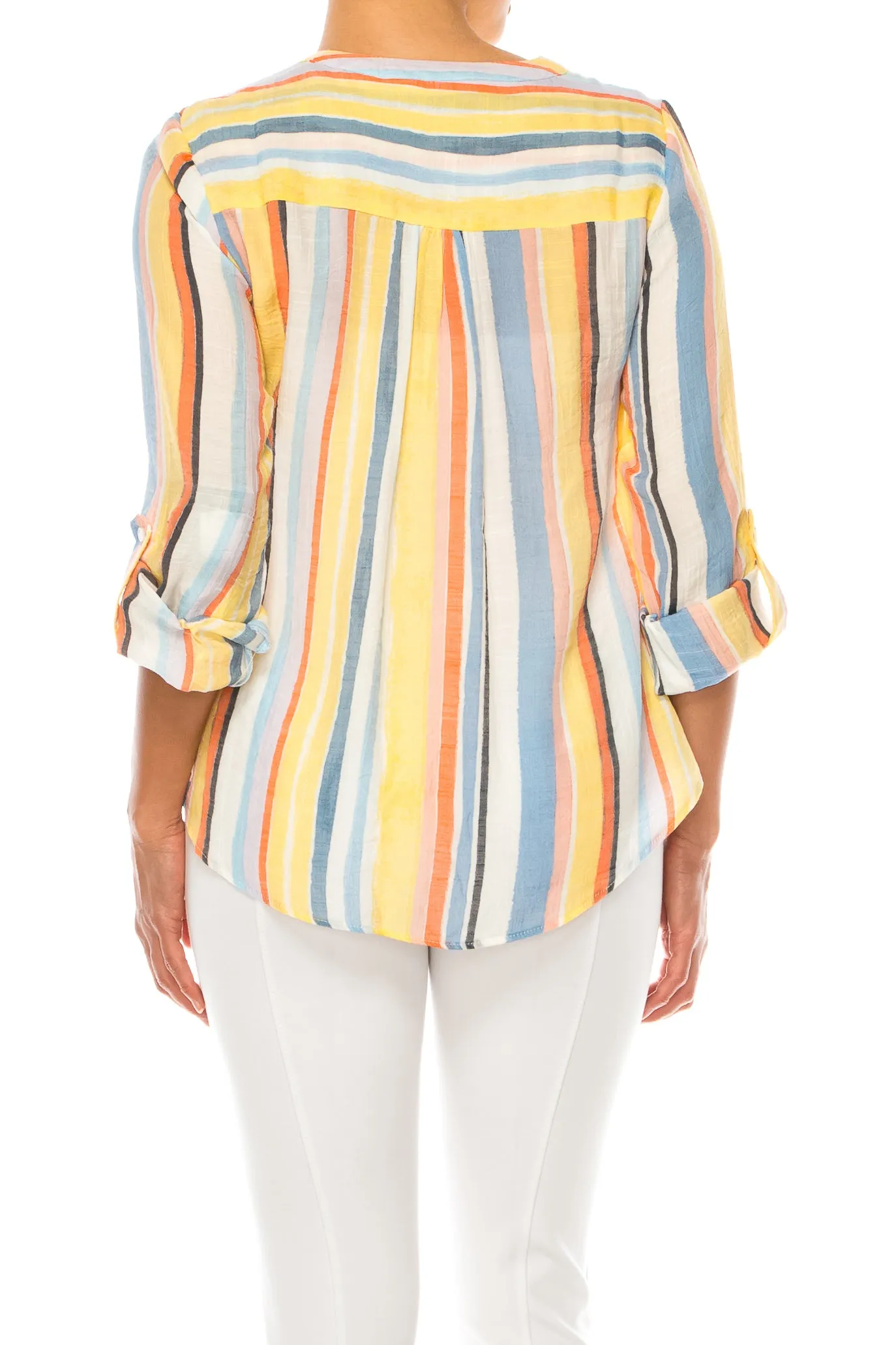 Zac & Rachel Printed 3/4 Sleeve Button Down Top