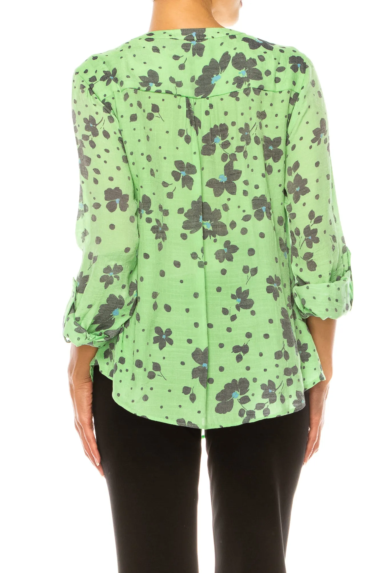 Zac & Rachel Printed 3/4 Sleeve Button Down Top