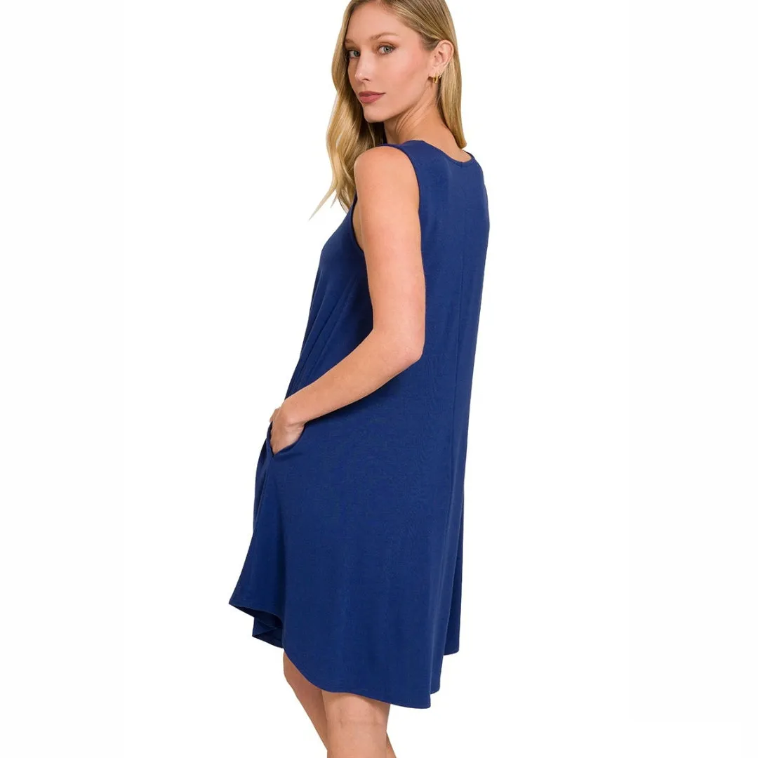 Zenana Black Sleeveless Round Hem Loose Fit Swing Dress RS9859D4