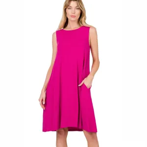Zenana Magenta A-Line Loose Fit Sleeveless Mini Dress RD-9494